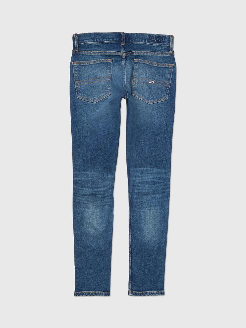 Férfi Tommy Hilfiger Slim Fit Medium Wash Farmer Nadrág Kék Sötétkék | HU 1170DFM